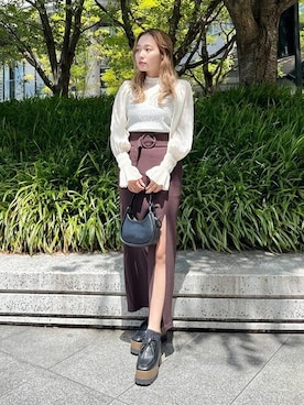 「スリット」｜「アイテム（その他シューズ）」を使った、MURUAさん（レディース・156cm）の夏コーディネート