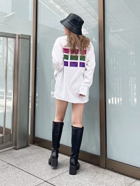 「MURUA（ムルーア）のアイテム（帽子）」を使った、MURUAさん（レディース・156cm）の夏コーディネート