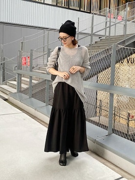 「透かし編みニット」｜MURUAさん（レディース・162cm）の秋コーディネート