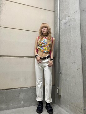 「ロック」｜「アイテム（タンクトップ）」を使った、moanghaeeeさん（レディース・168cm）の夏コーディネート