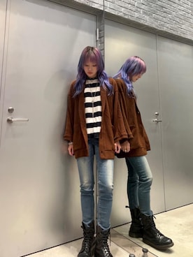 「シャツ 」｜「アイテム（アクセサリー）」を使った、moanghaeeeさん（レディース・168cm）の冬コーディネート