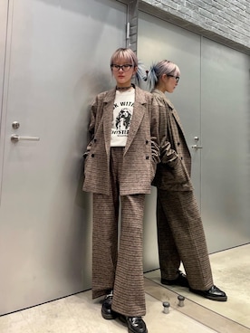 「ワイドパンツ 」｜「アイテム（その他アウター）」を使った、moanghaeeeさん（レディース・168cm）の冬コーディネート