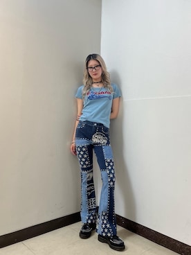 「ロック」｜「アイテム（スウェットパンツ）」を使った、moanghaeeeさん（レディース・168cm）の春コーディネート