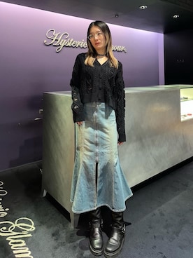 「アイテム（デニムスカート）」を使った、moanghaeeeさん（レディース・168cm）の秋コーディネート