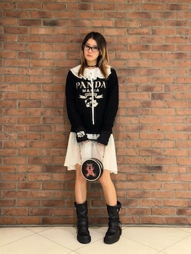 「HYSTERIC GLAMOUR（ヒステリックグラマー）のアイテム（ショルダーバッグ）」を使った、moanghaeeeさん（レディース・168cm）の秋コーディネート