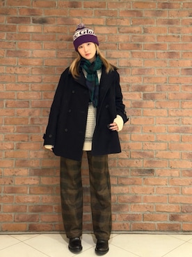 「アイテム（ピーコート）」を使った、moanghaeeeさん（レディース・168cm）の秋コーディネート