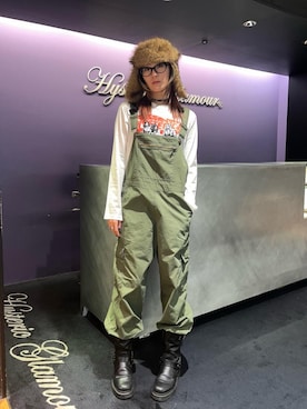 「アイテム（つなぎ/オールインワン）」を使った、moanghaeeeさん（レディース・168cm）の秋コーディネート