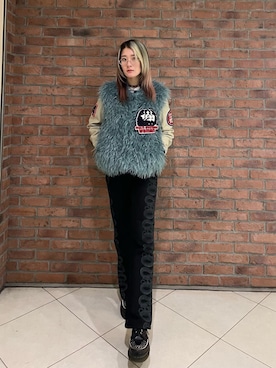 「アイテム（スタジャン）」を使った、moanghaeeeさん（レディース・168cm）の冬コーディネート