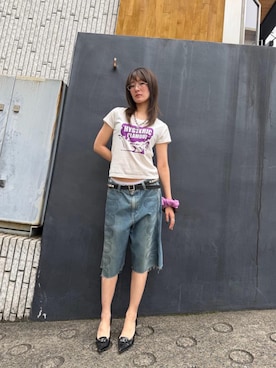 「HYSTERIC GLAMOUR（ヒステリックグラマー）のSTUDS ベルト（ベルト、ブラック系）」を使った、moanghaeeeさん（レディース）の夏コーディネート