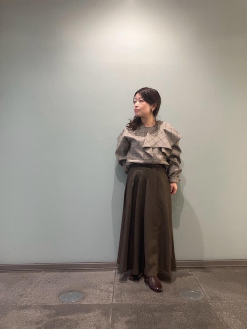 セール】アシメフリルケープチェックブラウス（シャツ/ブラウス）｜le