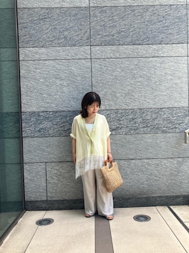 「le.coeur blanc（ルクールブラン）の2WAYニットタンク（ニット/セーター、ホワイト系）」を使った、komaさん（レディース・143cm）の夏コーディネート