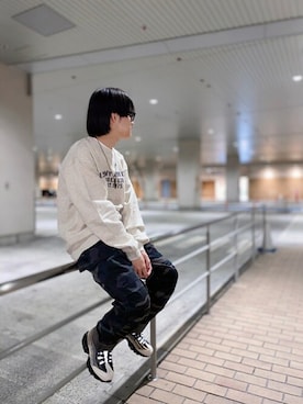 「AVIREX（アヴィレックス）のアイテム（スウェット）」を使った、フウヤさん（メンズ・160cm）の春コーディネート