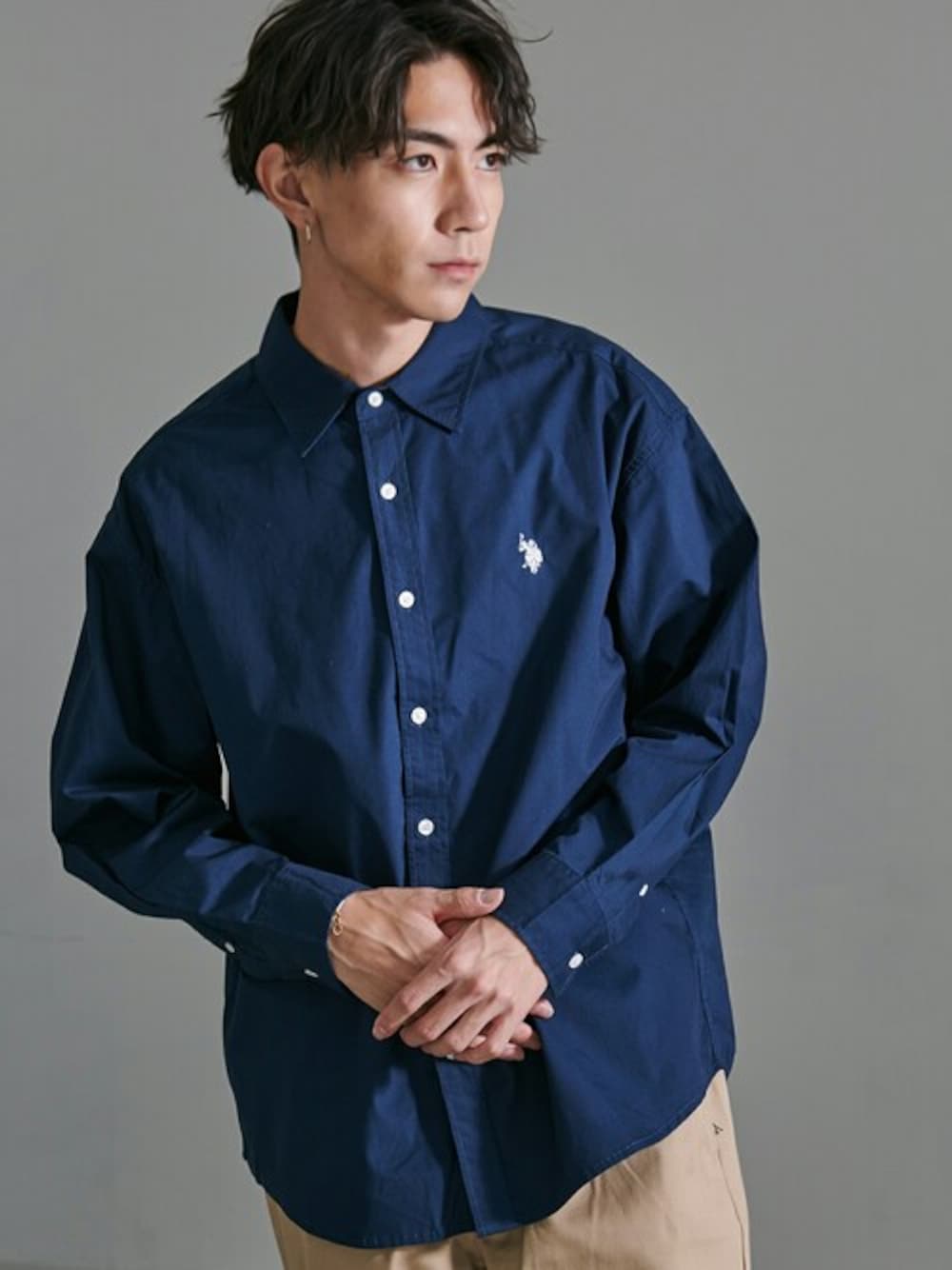 「ビッグシルエット、シャツ、綿100％、ワンポイント、Yシャツ、ポロ、U.S.POLO ASSN.、ブランドロゴ、ユーエスポロアッスン」｜「U.S. POLO ASSN.の『U.S. POLO ASSN/ユーエスポロアッスン』レギュラーカラーBIG長袖シャツ（シャツ/ブラウス、ブルー系）」を使った、SILVER BULLET ZOZOTOWN OFFICIALさん（メンズ・176cm）の秋コーディネートの1枚目の写真
