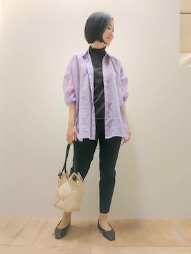 「ノースリーブニット」｜「アイテム（スラックス）」を使った、Chieさん（レディース・164cm）の春コーディネート