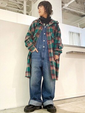 「RNA（アールエヌエー）のアイテム（オールインワン・サロペット）」を使った、RNA MEDIA ZOZOTOWN STAFFさん（レディース・148cm）の冬コーディネート