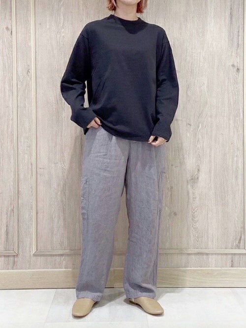 tシャツ M1825 リサイクルコットンデザインロングスリーブTee レディース M1825 リサイクルコットンデザインロングスリーブTee(M スミクロ