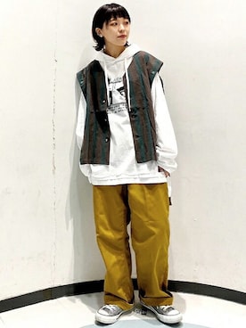 「マスタード」｜「アイテム（スウェット）」を使った、RNA MEDIA ZOZOTOWN STAFFさん（レディース・157cm）の秋コーディネート
