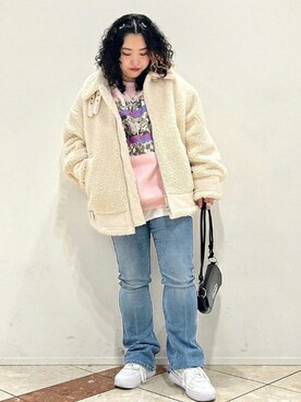 「RNA（アールエヌエー）のアイテム（その他アウター）」を使った、RNA MEDIA ZOZOTOWN STAFFさん（レディース・158cm）の冬コーディネート