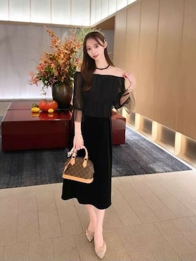 「アイテム（ドレス）」を使った、アンバサダーさん（レディース・168cm）の冬コーディネート