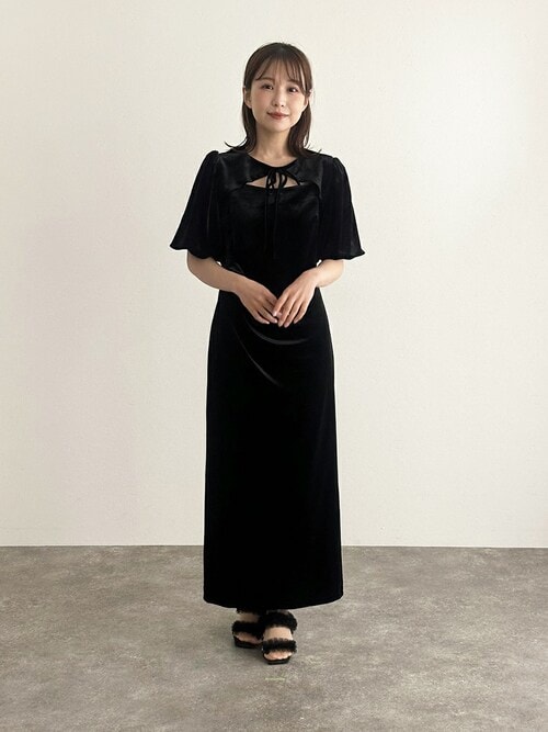 セール】ミモレ丈&袖ありフォーマル2wayベロアセレモニー結婚式二次会