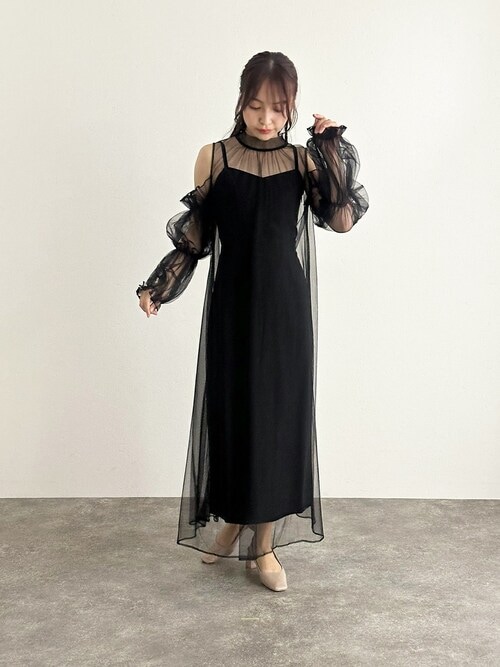ZOZOTOWN 完売商品　パーティドレス　　M 38 AIMER ドレス フラッグモール刺繍クスエアネックパーティー