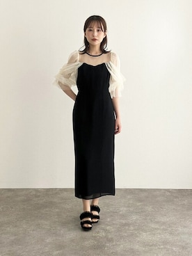 「アイテム（ドレス、ホワイト系）」を使った、アンバサダーさん（レディース・157cm）の夏コーディネート