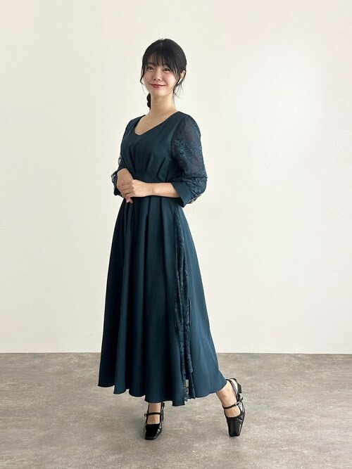 希少　PourVous 4L パーティードレス ミント　大きいサイズ　結婚式 プールヴー PourVous 結婚式ワンピースドレスAラインミニ丈&袖