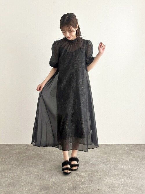 袖あり&ロング パーティードレス シアーお呼ばれ結婚式フォーマル