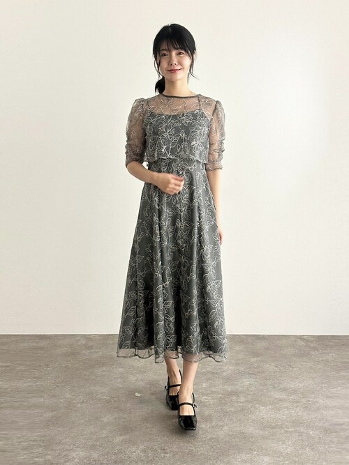 七分袖&ミモレ丈同窓会トップス付きセレモニー結婚式フォーマル