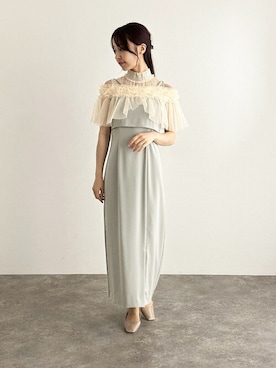 「アイテム（ドレス、ホワイト系）」を使った、アンバサダーさん（レディース・159cm）の夏コーディネート