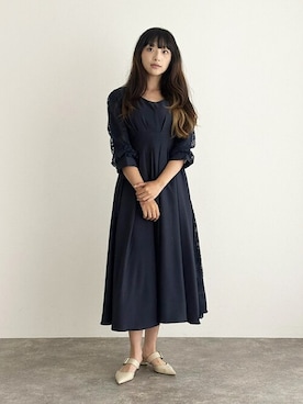 「アイテム（ドレス）」を使った、アンバサダーさん（レディース・172cm）の秋コーディネート