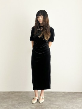 「アイテム（ドレス）」を使った、アンバサダーさん（レディース・172cm）の秋コーディネート