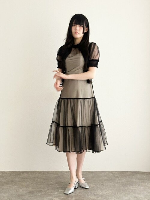 セール】【低身長用サイズあり】ミモレ丈&袖ありフォーマルティアード