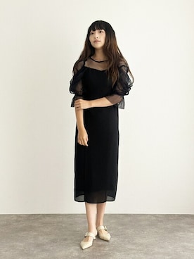 「アイテム（ドレス）」を使った、アンバサダーさん（レディース・172cm）の秋コーディネート