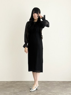 「アイテム（ドレス）」を使った、アンバサダーさん（レディース・171cm）の秋コーディネート