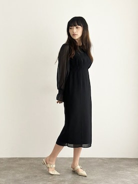 「アイテム（ドレス）」を使った、アンバサダーさん（レディース・172cm）の秋コーディネート