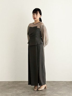 「アイテム（ドレス、ブラウン系）」を使った、アンバサダーさん（レディース・158cm）の秋コーディネート