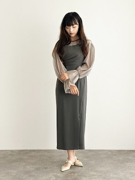 「アイテム（ドレス）」を使った、アンバサダーさん（レディース・172cm）の秋コーディネート