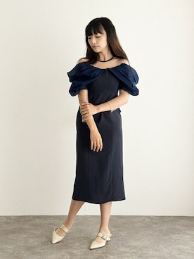 「アイテム（ドレス）」を使った、アンバサダーさん（レディース・172cm）の秋コーディネート