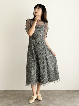 「アイテム（ドレス）」を使った、アンバサダーさん（レディース・172cm）の秋コーディネート