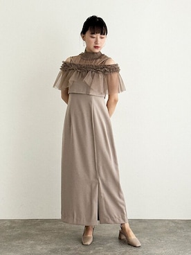 「アイテム（ドレス、ピンク系）」を使った、アンバサダーさん（レディース・158cm）の秋コーディネート