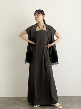 「アイテム（ドレス、ブラウン系）」を使った、アンバサダーさん（レディース・153cm）の秋コーディネート