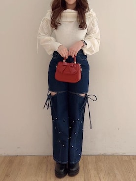 「フェミニン 」｜「アイテム（パンツ）」を使った、Nanakoさん（レディース・156cm）の冬コーディネート