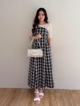 「フェミニン 」｜「アイテム（ワンピース/ドレス）」を使った、Nanakoさん（レディース・156cm）の夏コーディネート