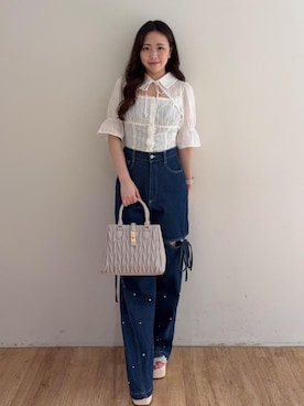 「フェミニン 」｜Nanakoさん（レディース・156cm）の夏コーディネート