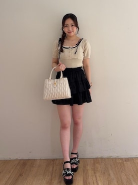 「フェミニン 」｜Nanakoさん（レディース・156cm）の夏コーディネート