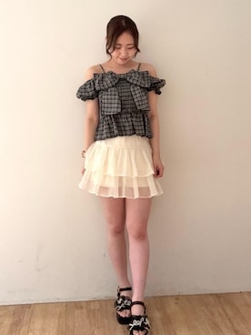 「フェミニン 」｜Nanakoさん（レディース・156cm）の夏コーディネート