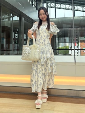 「MAJESTIC LEGON（マジェスティックレゴン）のアイテム（ワンピース）」を使った、Nanakoさん（レディース・156cm）の春コーディネート