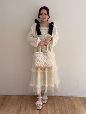 「MAJESTIC LEGON（マジェスティックレゴン）のアイテム（ワンピース）」を使った、Nanakoさん（レディース・156cm）の春コーディネート