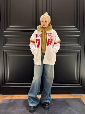 「ワイドパンツ 」｜「アイテム（その他アウター）」を使った、aykさん（レディース・157cm）の秋コーディネート